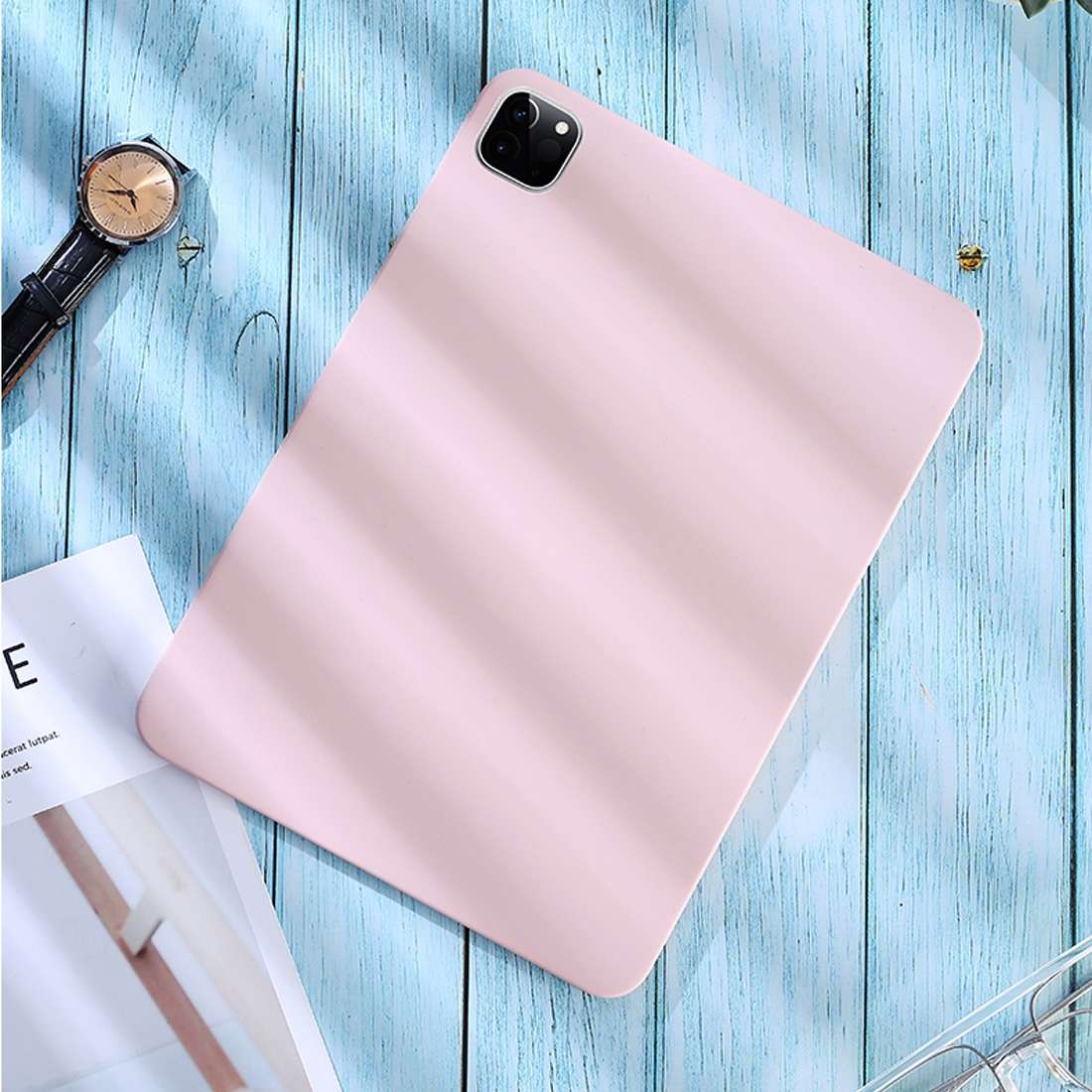 For iPad Pro 12.9 (2020) Liquid Silicone Shockproof Full Coverage Tablet Case(Pink)