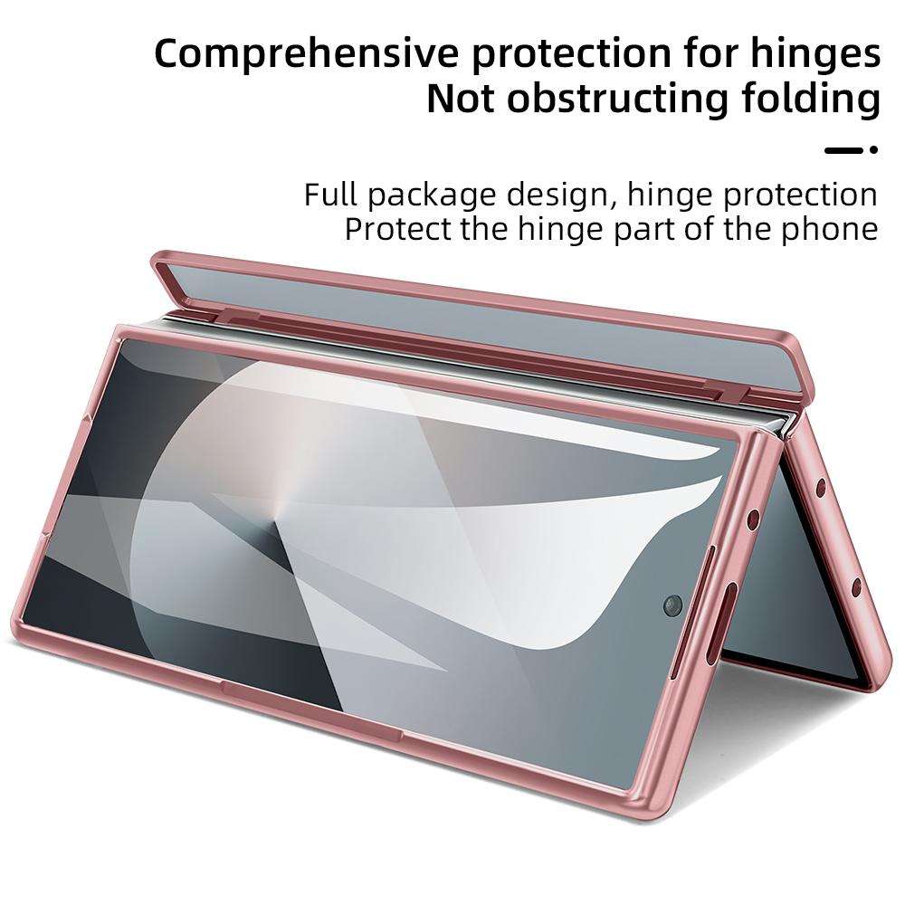 For Samsung Galaxy Z Fold4 5G VIETAO Electroplating Integrated Pen Slot Folding PU Phon ... (Pink)