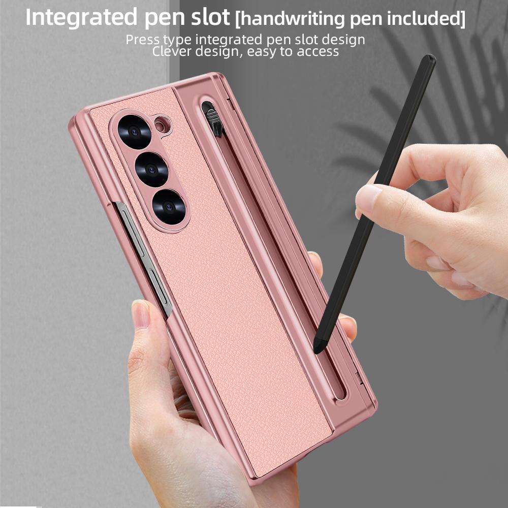 For Samsung Galaxy Z Fold4 5G VIETAO Electroplating Integrated Pen Slot Folding PU Phon ... (Pink)