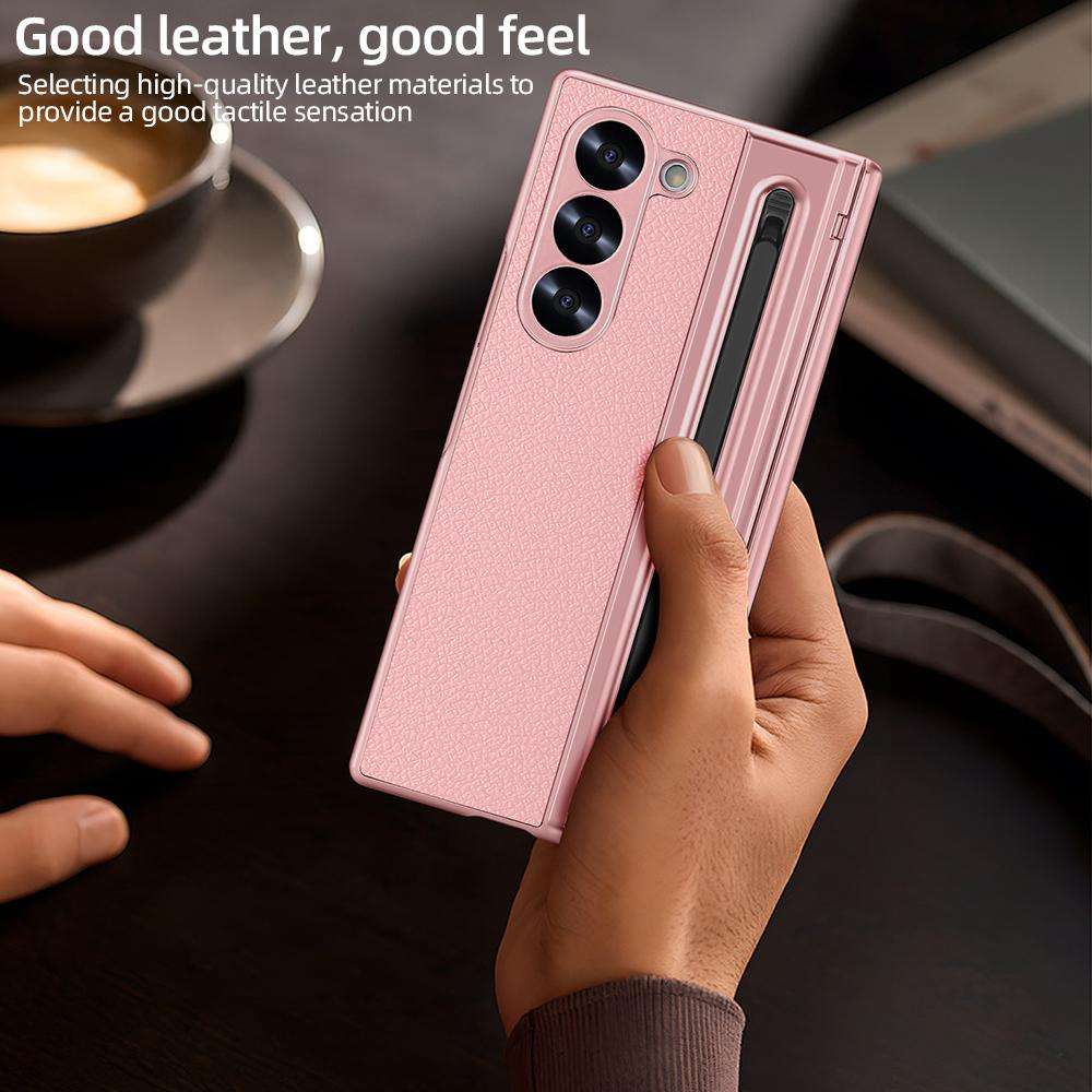 For Samsung Galaxy Z Fold4 5G VIETAO Electroplating Integrated Pen Slot Folding PU Phon ... (Pink)