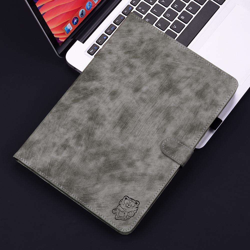 For Honor Pad X7 Embossed Tiger Pattern Leather Tablet Case(Grey)