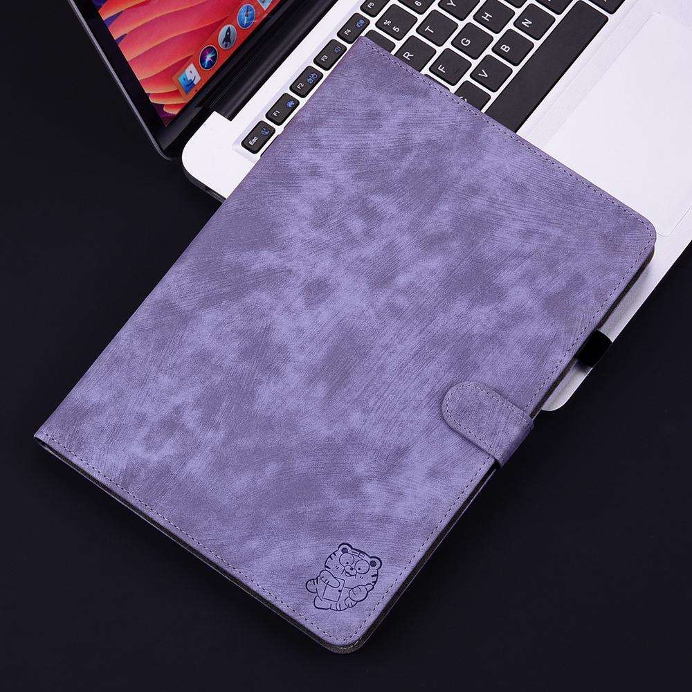 For Honor Pad X7 Embossed Tiger Pattern Leather Tablet Case(Purple)