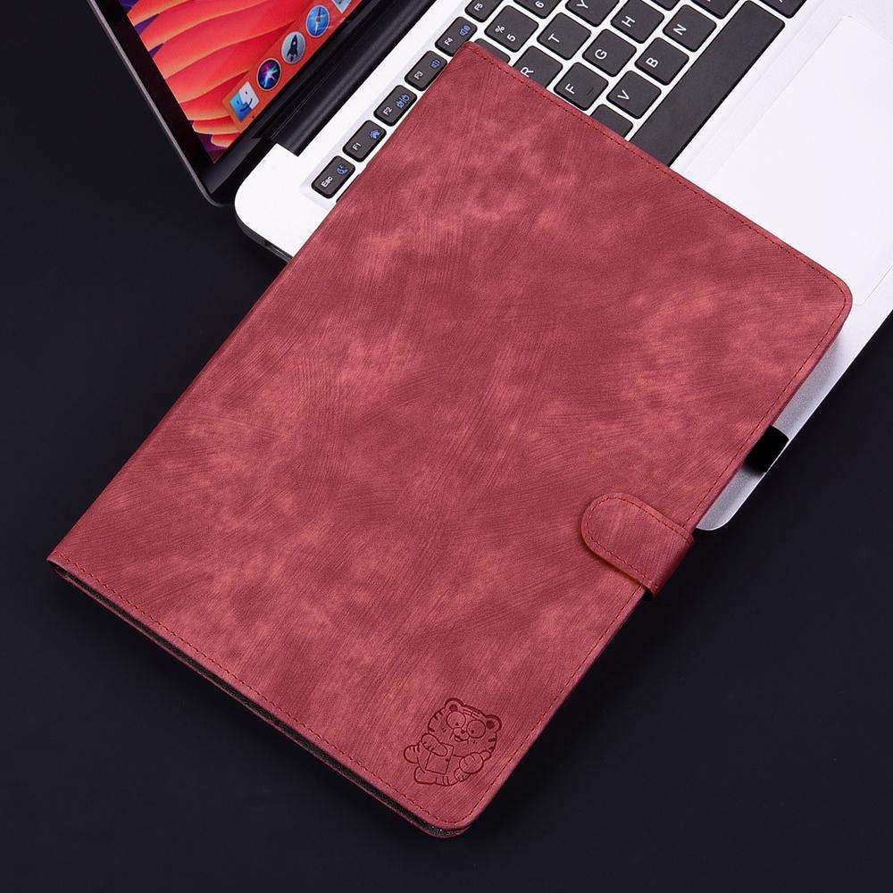 For Honor Pad X7 Embossed Tiger Pattern Leather Tablet Case(Red)