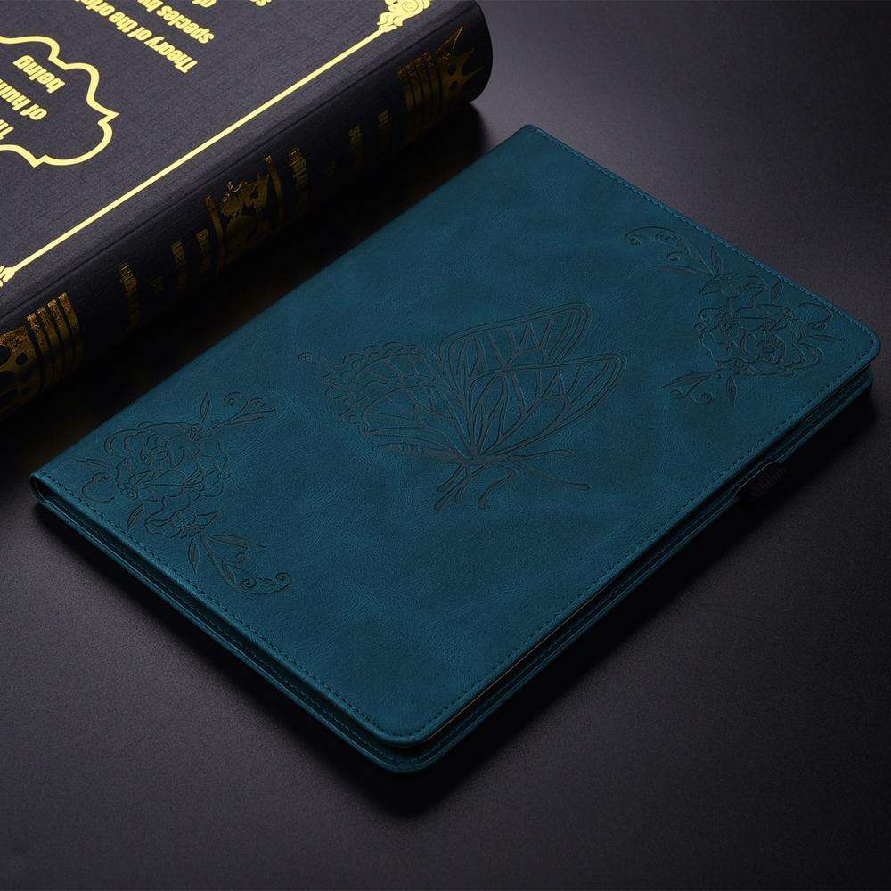 For Honor Pad X7 Butterfly Flower Embossed Leather Tablet Case(Blue)