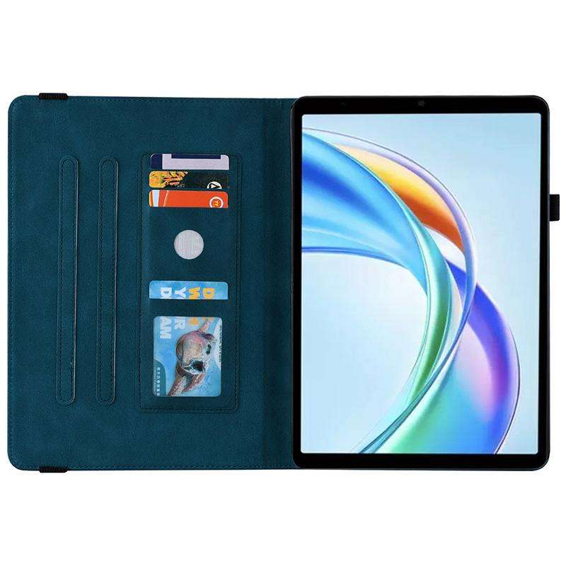 For Honor Pad X7 Butterfly Flower Embossed Leather Tablet Case(Blue)