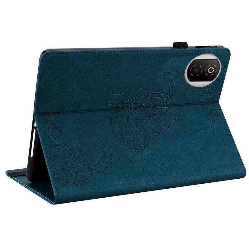 For Honor Pad X7 Butterfly Flower Embossed Leather Tablet Case(Blue)