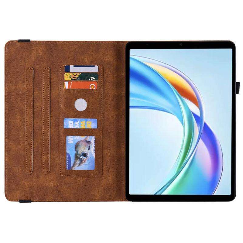 For Honor Pad X7 Butterfly Flower Embossed Leather Tablet Case(Brown)
