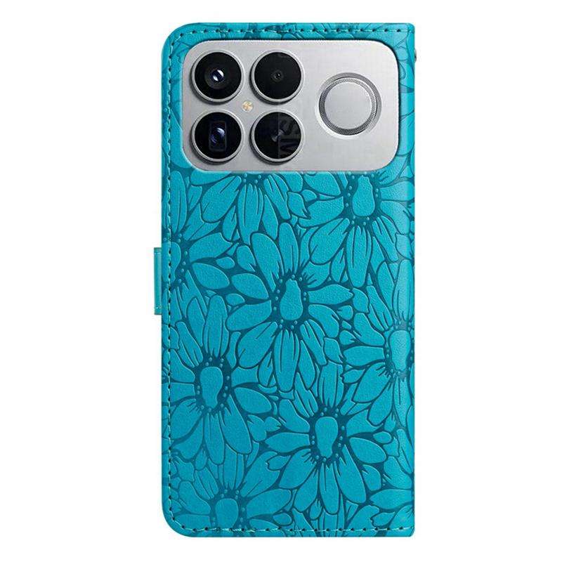 For Redmi K90 / Poco F8 Pro Daisy Embossed Leather Phone Case(Blue)