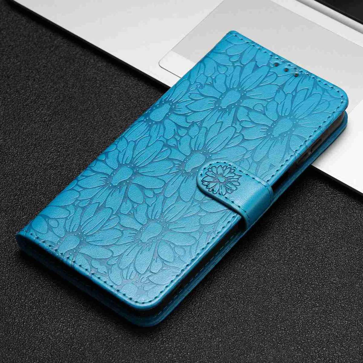 For Redmi K90 / Poco F8 Pro Daisy Embossed Leather Phone Case(Blue)