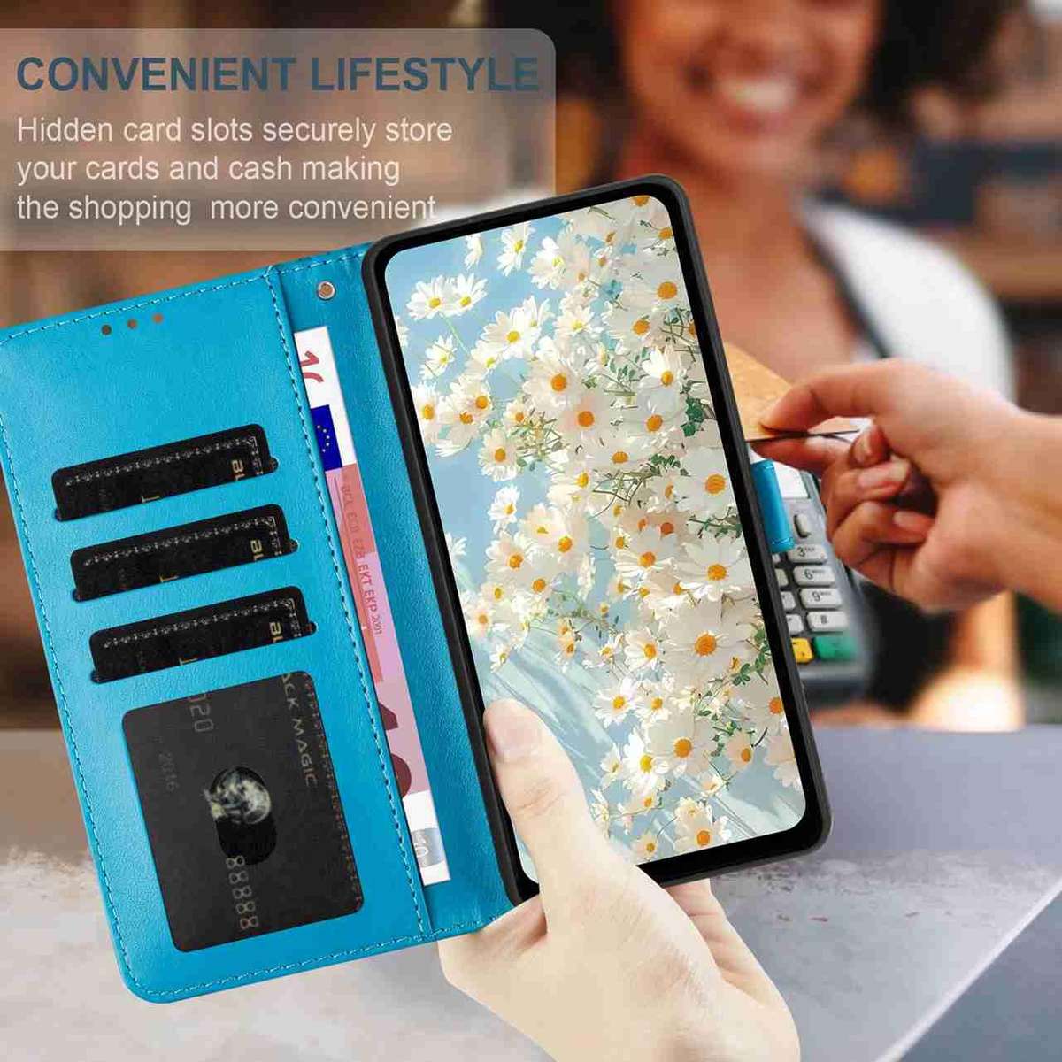 For Redmi K90 / Poco F8 Pro Daisy Embossed Leather Phone Case(Blue)