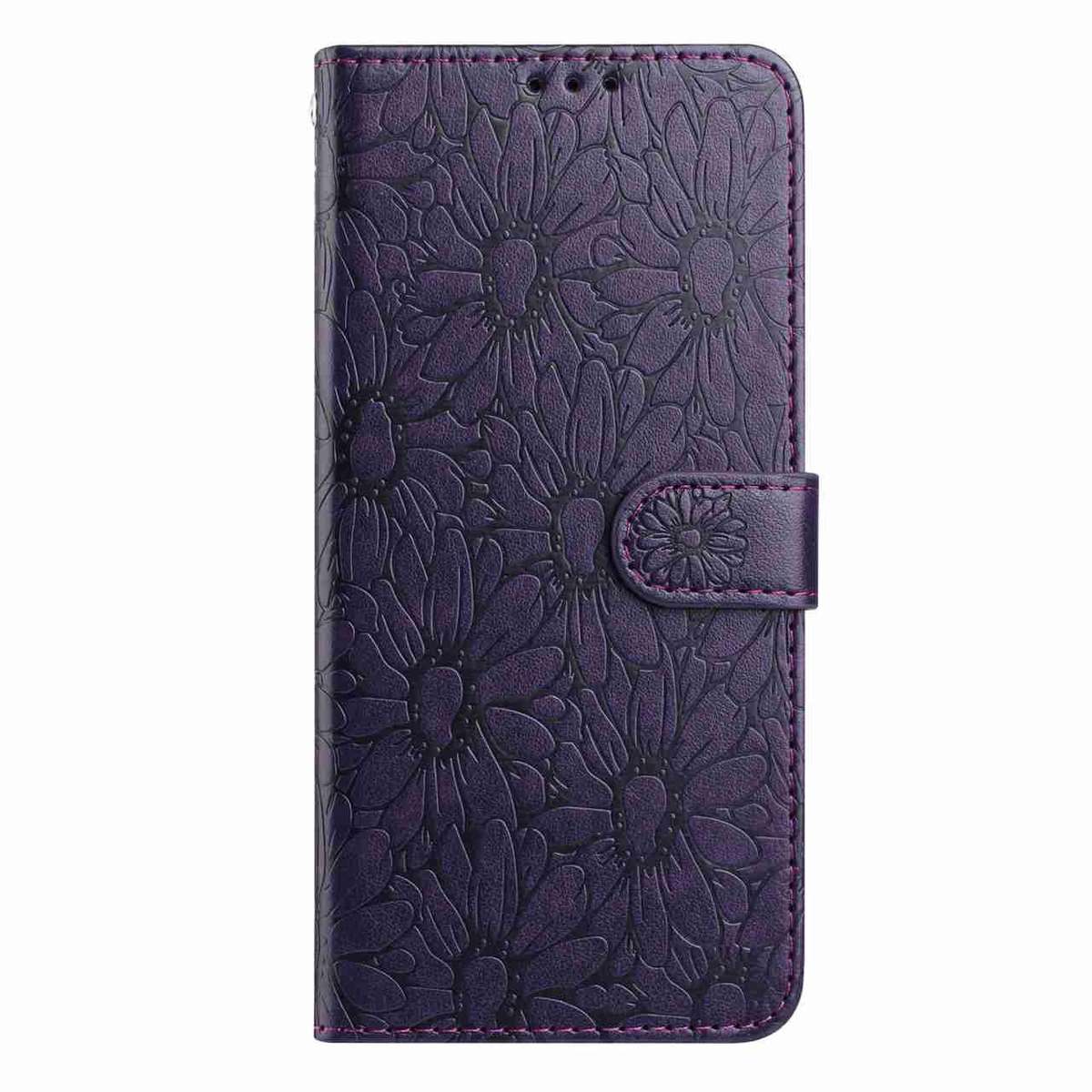 For Redmi K90 / Poco F8 Pro Daisy Embossed Leather Phone Case(Dark Purple)