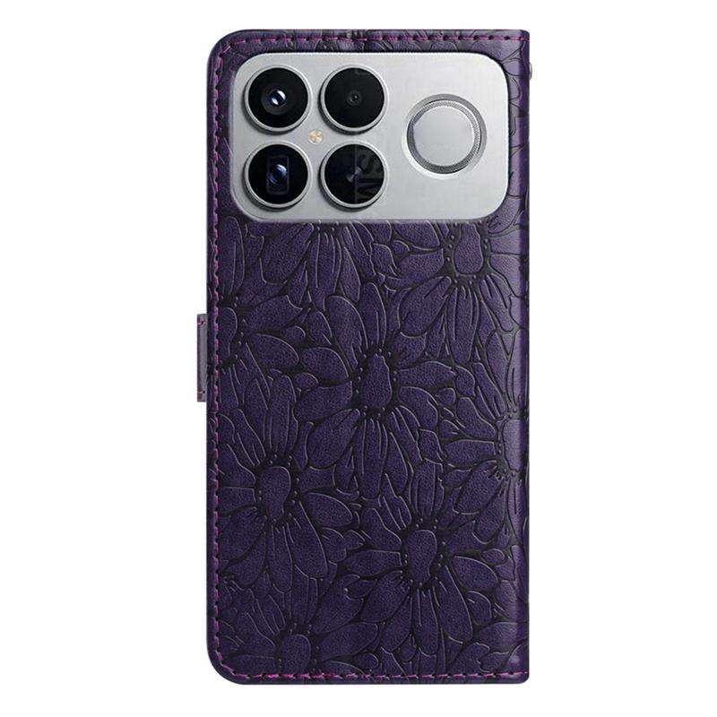For Redmi K90 / Poco F8 Pro Daisy Embossed Leather Phone Case(Dark Purple)