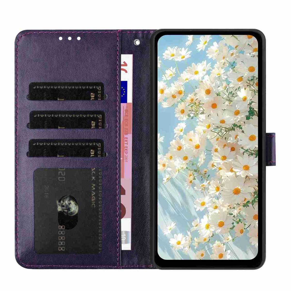 For Redmi K90 / Poco F8 Pro Daisy Embossed Leather Phone Case(Dark Purple)