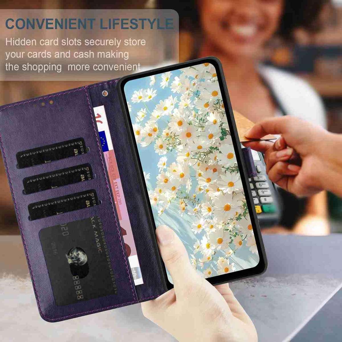 For Redmi K90 / Poco F8 Pro Daisy Embossed Leather Phone Case(Dark Purple)