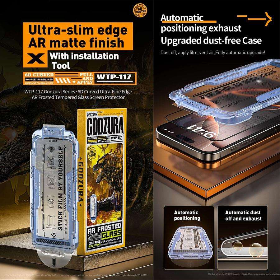 For iPhone 16 Pro Max WK WTP-117 Easy Install 6D Curved Ultra-Fine Edge AR Frosted Tempered Glass