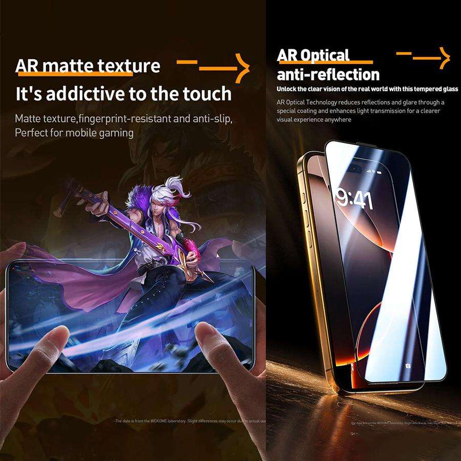 For iPhone 16 Pro Max WK WTP-117 Easy Install 6D Curved Ultra-Fine Edge AR Frosted Tempered Glass