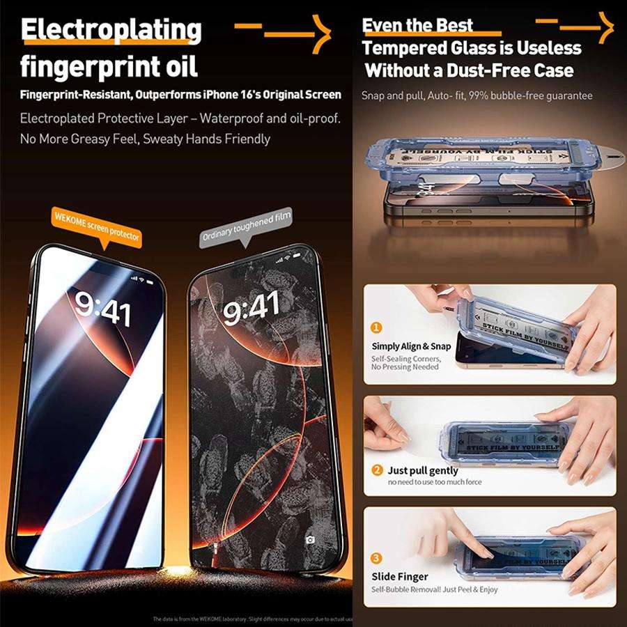 For iPhone 16 Pro Max WK WTP-117 Easy Install 6D Curved Ultra-Fine Edge AR Frosted Tempered Glass