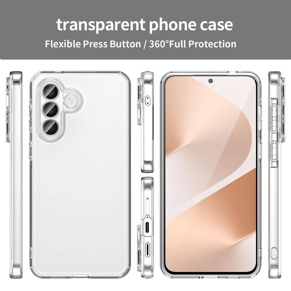 For Samsung Galaxy A57 5G PC Hybrid TPU Airbag Shockproof Phone Case(Transparent)