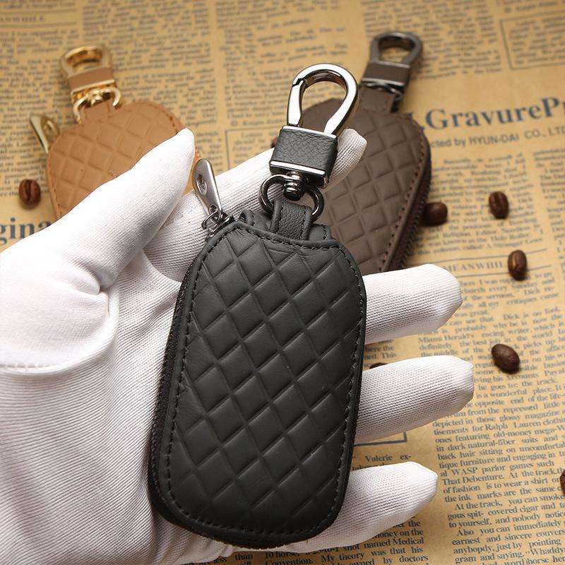 Microfiber Leather Universal Car Key Case Protective Cover(Black)