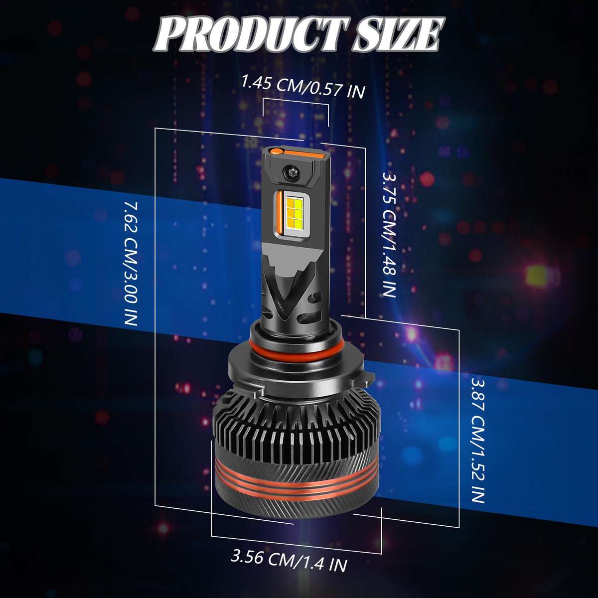 9006 2pcs/Pack 60W 8000LM 6000K Three Color Remote Control Car LED Headlight Bulb