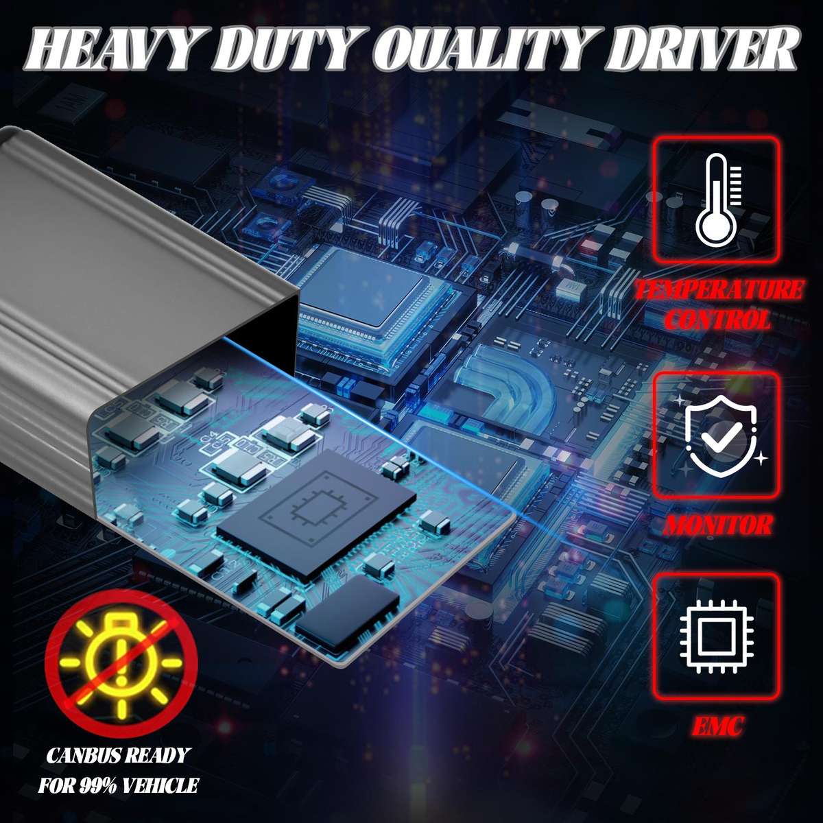H7 2pcs/Pack 60W 8000LM 6000K Three Color Remote Control Car LED Headlight Bulb