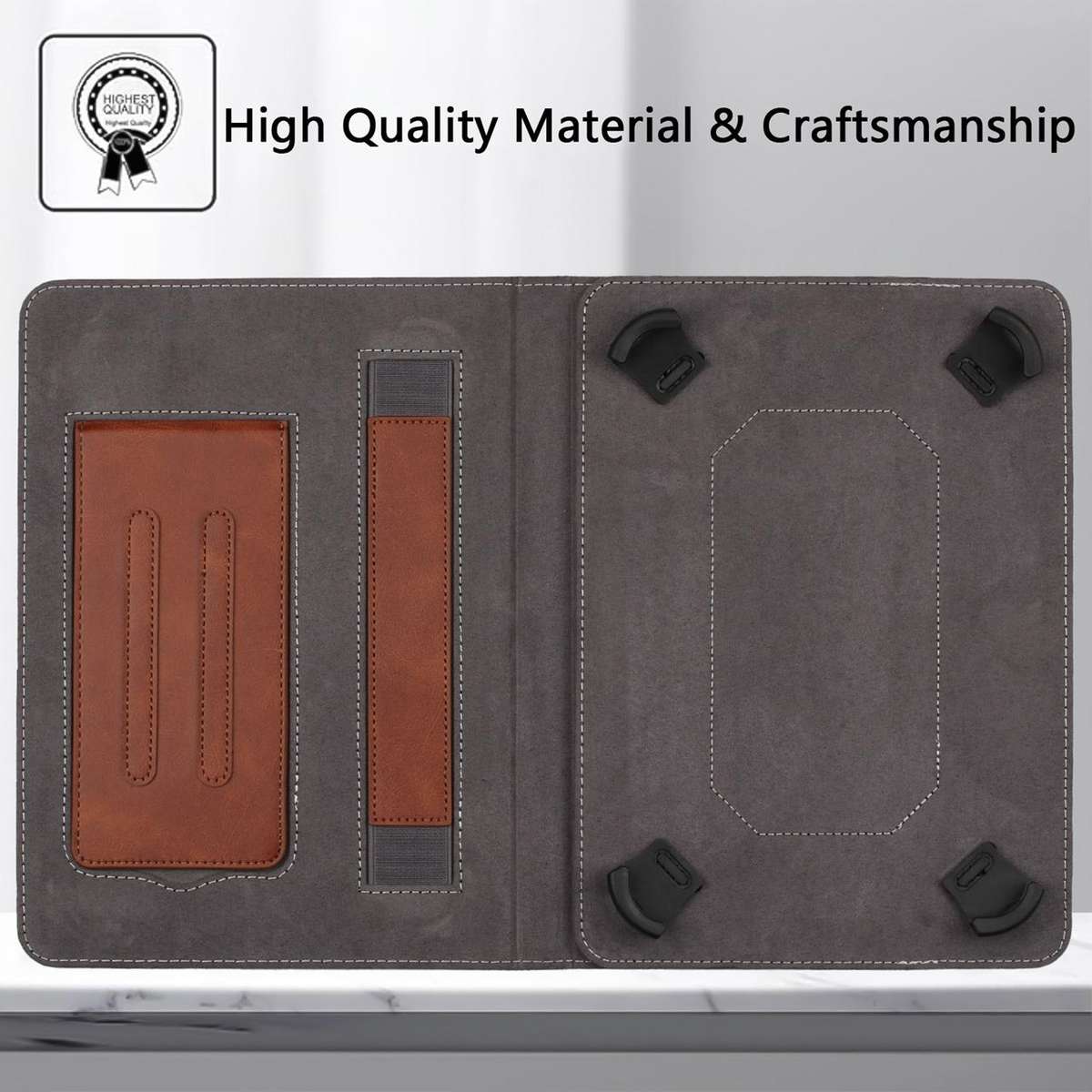 7-8 inch Multifunctional Wristband Leather Tablet Case(Brown)