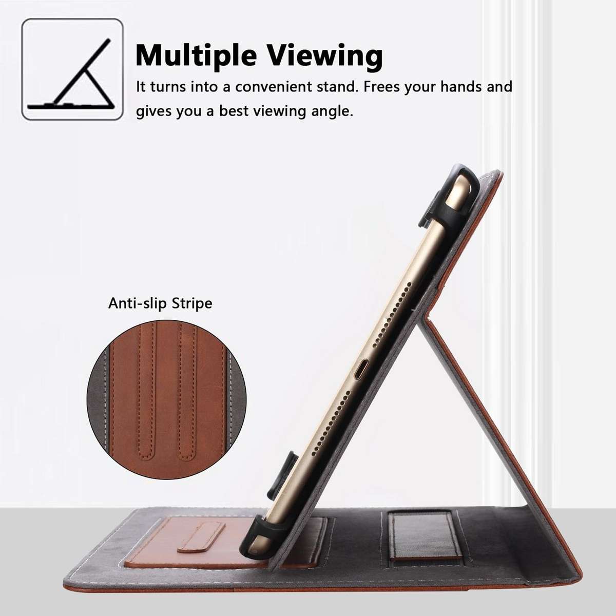 7-8 inch Multifunctional Wristband Leather Tablet Case(Brown)