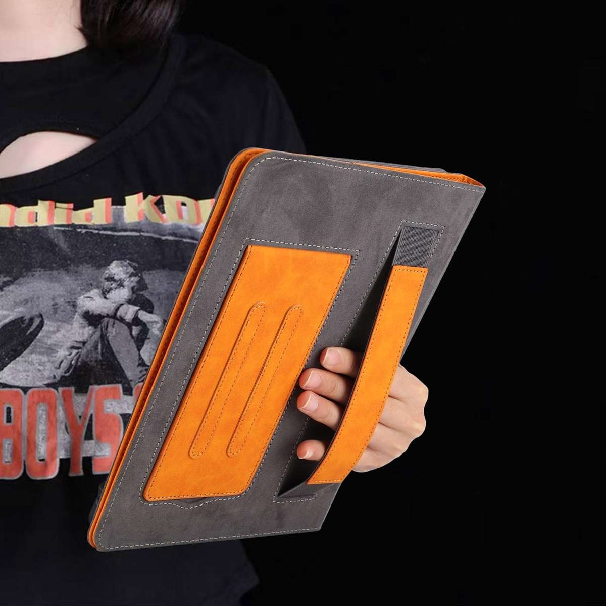 7-8 inch Multifunctional Wristband Leather Tablet Case(Yellow)
