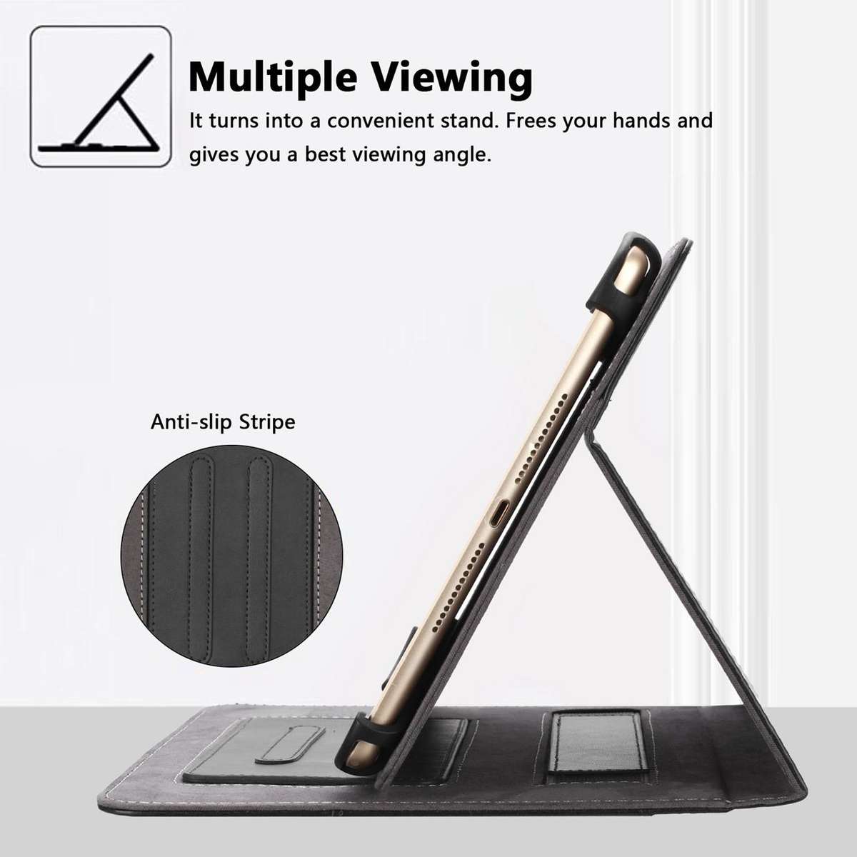 7-8 inch Multifunctional Wristband Leather Tablet Case(Black)