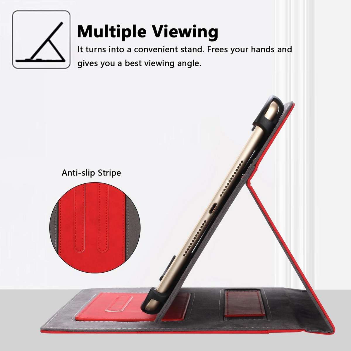 7-8 inch Multifunctional Wristband Leather Tablet Case(Red)