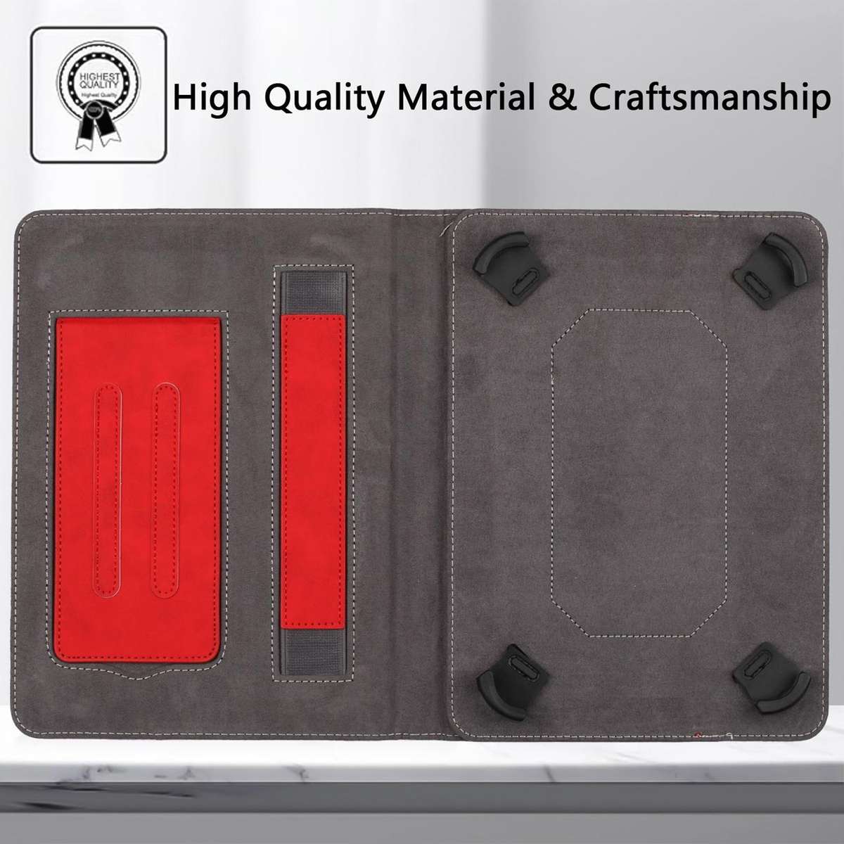 7-8 inch Multifunctional Wristband Leather Tablet Case(Red)