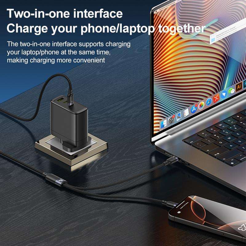 Yesido CA92 100W 5A USB-C / Type-C to Dual Type-C 2 in 1 Charging Cable, Length:1.2m(Black)