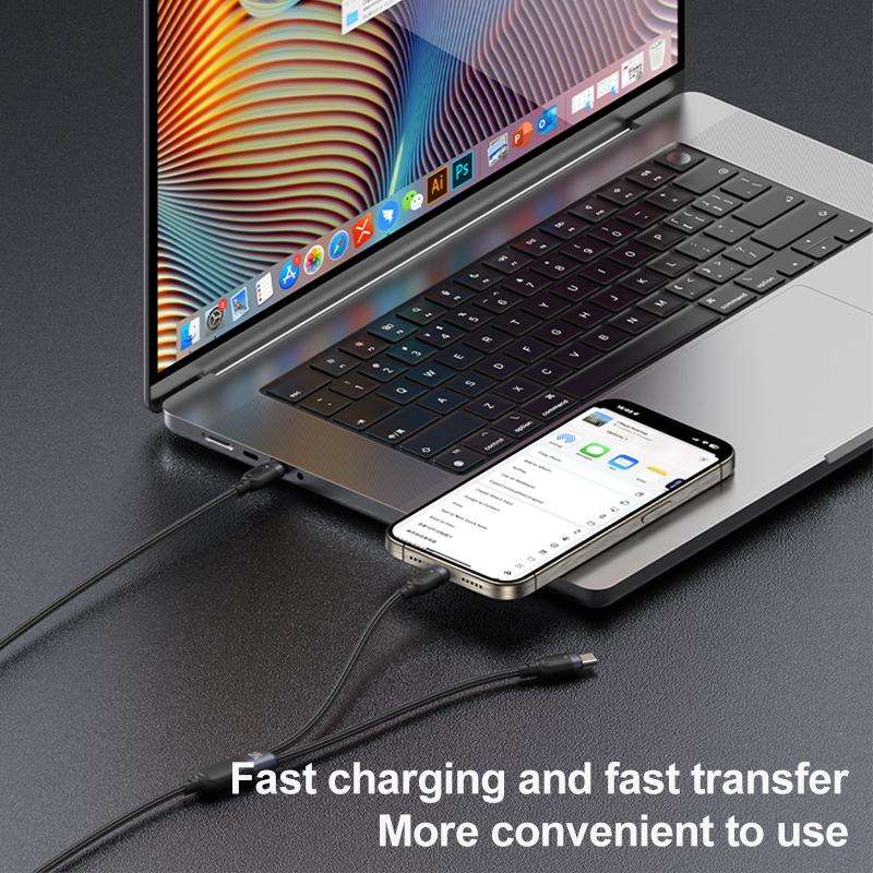Yesido CA92 100W 5A USB-C / Type-C to Dual Type-C 2 in 1 Charging Cable, Length:1.2m(Black)