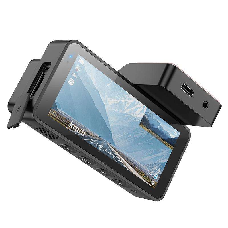 hoco DV12 2K 3.69 inch IPS Screen Display GPS Driving Recorder with Rear Camera(Silver Grey)