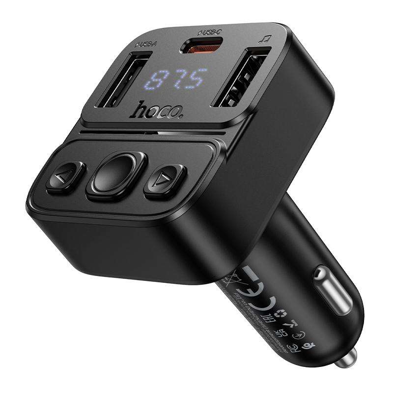 hoco E87 Delta 35W USB-A and USB-C Car BT FM Transmitter(Black)