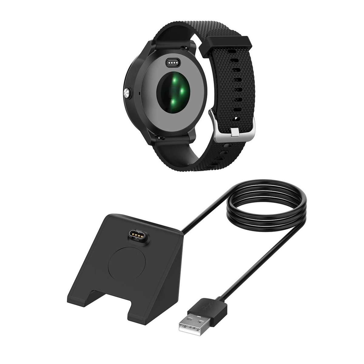 For Garmin Fenix 6 / 6X / 5 / 5X xDfind USB Interface Smart Watch Vertical Dock Charge ... (Black)