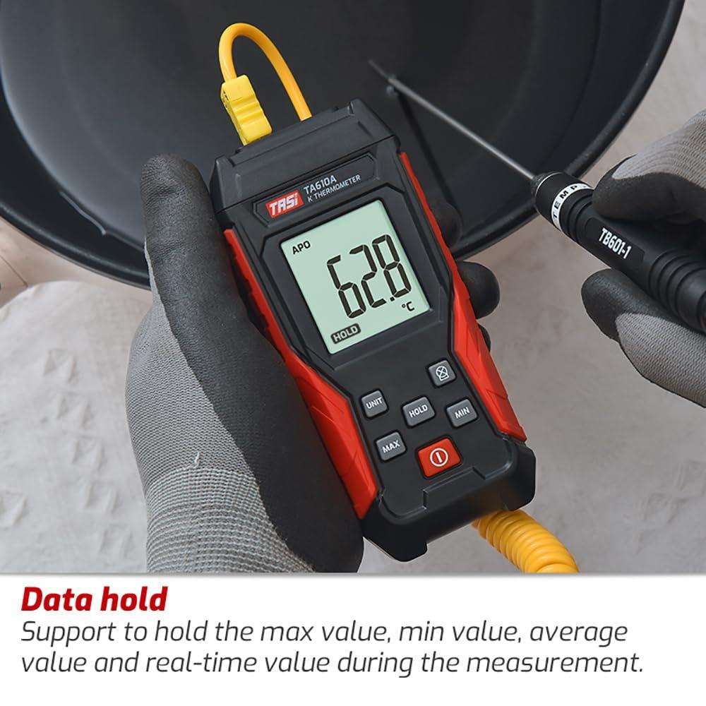 TRSI TA616A Industrial Handheld K-Type Thermocouple Thermometer, Single Channel, Basic Version