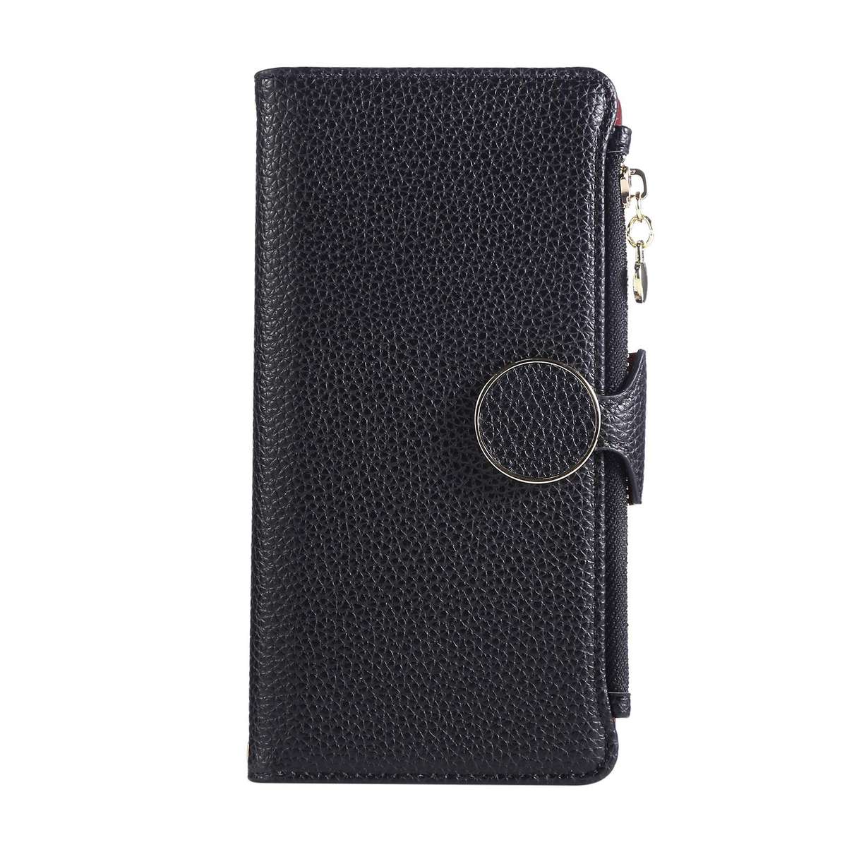 For Samsung Galaxy Note20 Round Buckle Zipper Wallet Leather Phone Case with Crossbody ... (Black)