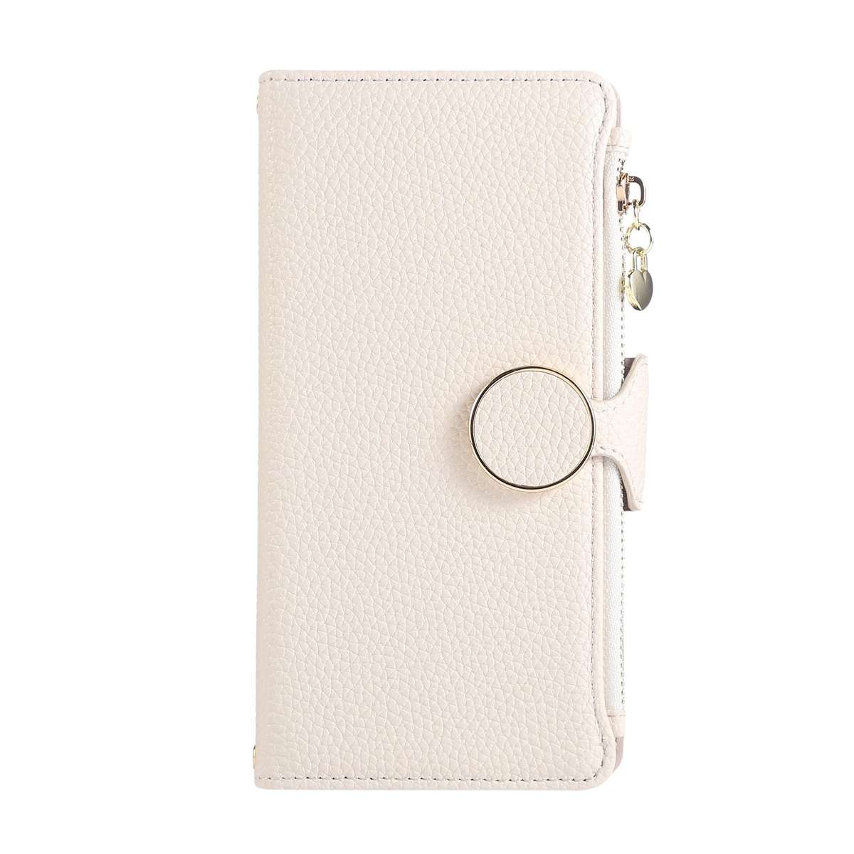 For Samsung Galaxy Note20 Round Buckle Zipper Wallet Leather Phone Case with Crossbody ... (White)