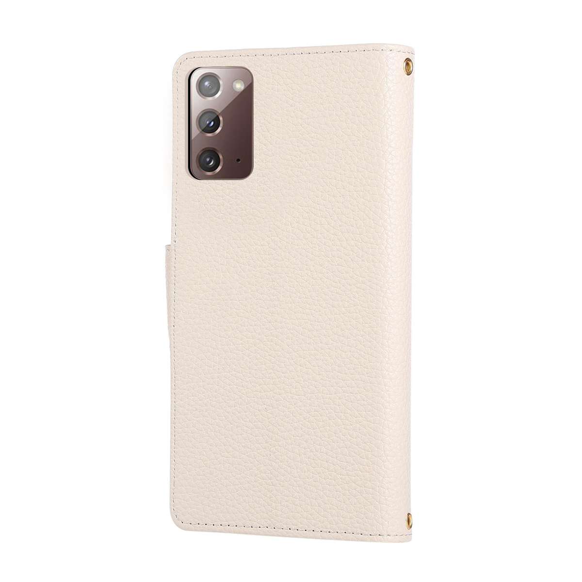 For Samsung Galaxy Note20 Round Buckle Zipper Wallet Leather Phone Case with Crossbody ... (White)