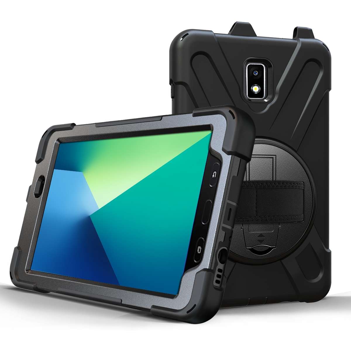 For Samsung Galaxy Tab Active 2 8.0 T390/T395/T397 Shockproof Colorful Silicone + PC P ... (Black)
