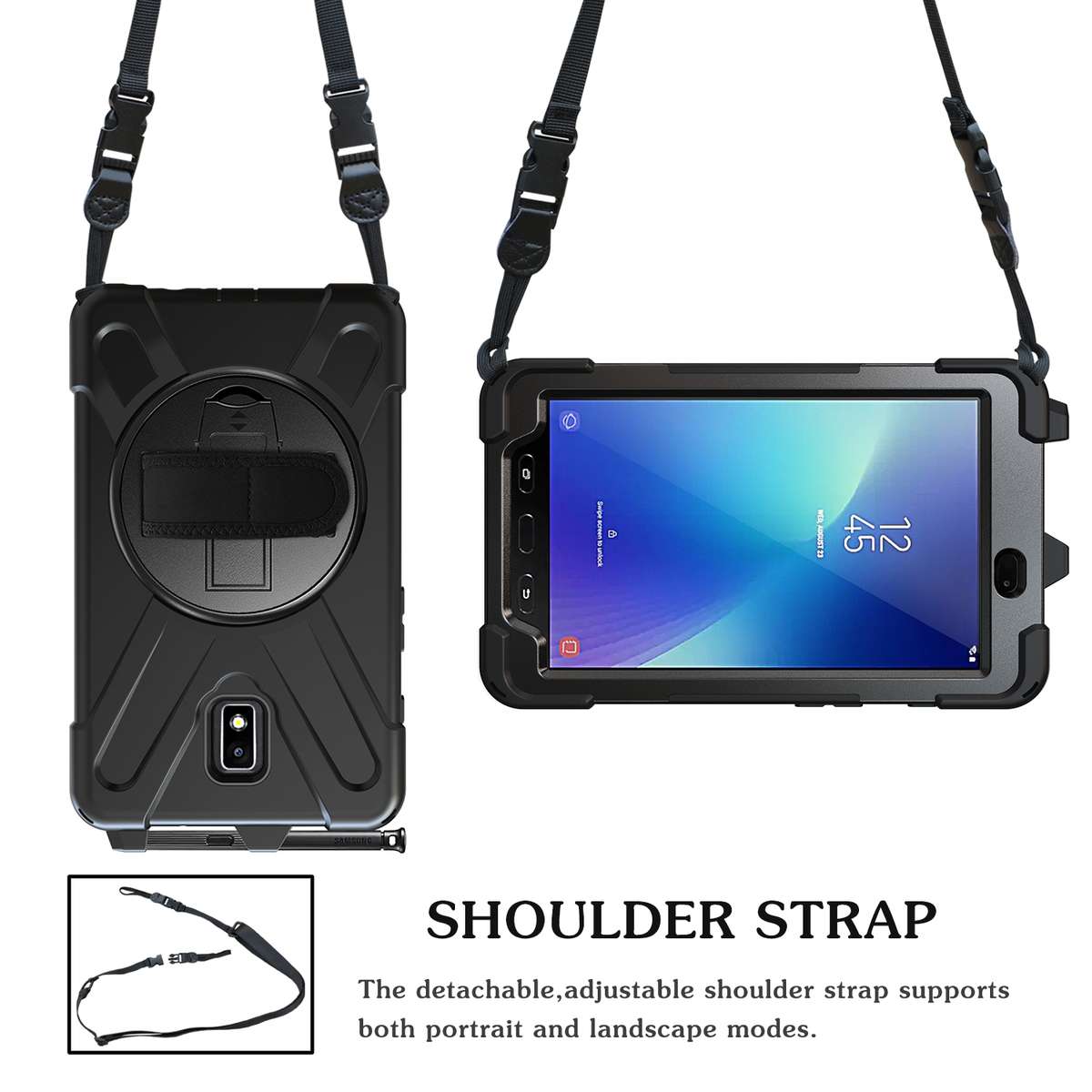 For Samsung Galaxy Tab Active 2 8.0 T390/T395/T397 Shockproof Colorful Silicone + PC P ... (Black)