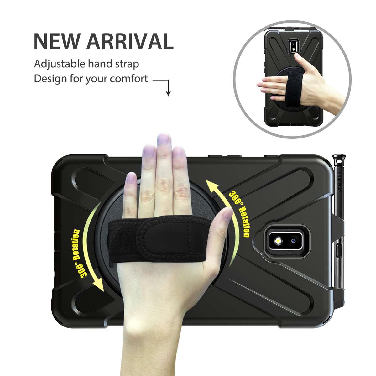 For Samsung Galaxy Tab Active 2 8.0 T390/T395/T397 Shockproof Colorful Silicone + PC P ... (Black)
