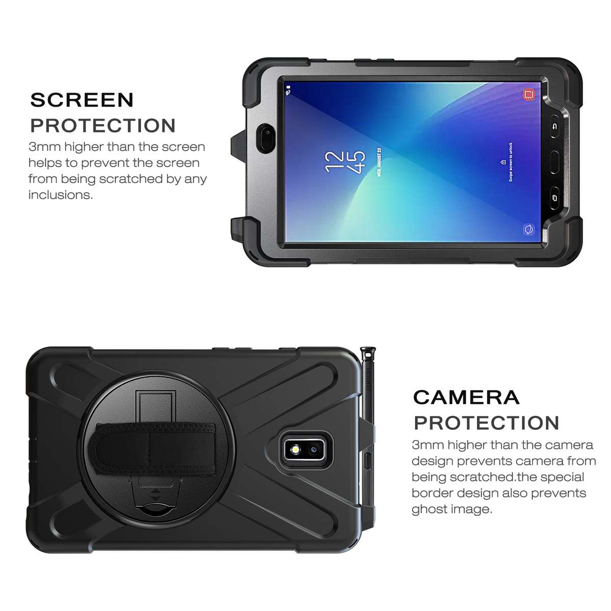 For Samsung Galaxy Tab Active 2 8.0 T390/T395/T397 Shockproof Colorful Silicone + PC P ... (Black)