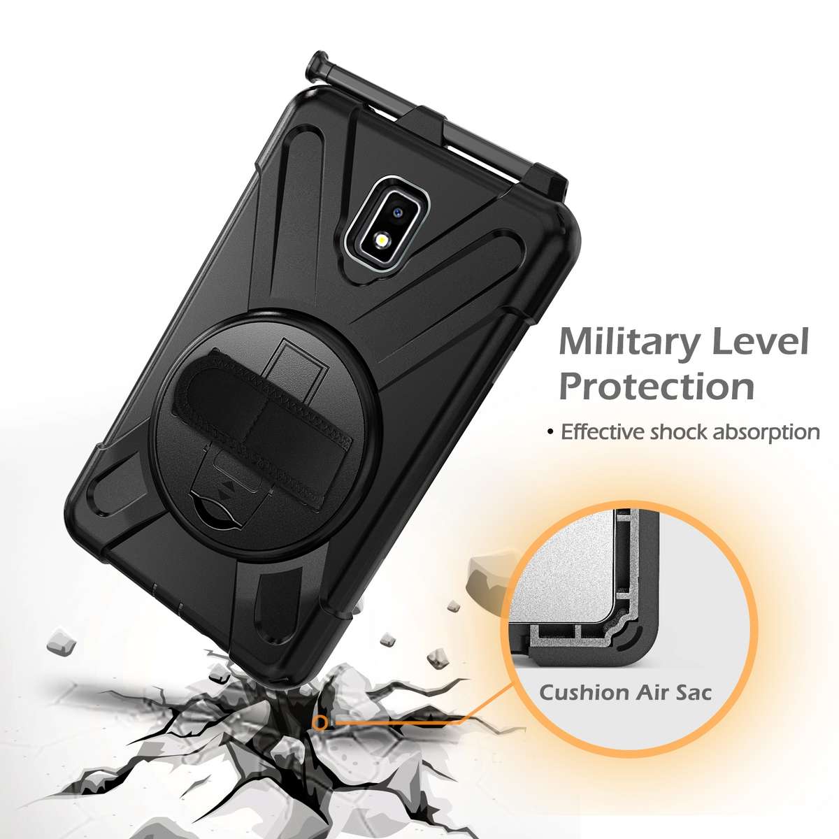 For Samsung Galaxy Tab Active 2 8.0 T390/T395/T397 Shockproof Colorful Silicone + PC P ... (Black)