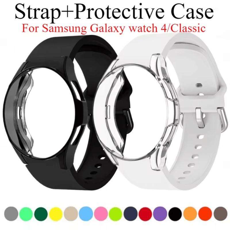 For Samsung Galaxy Watch 7 44mm Silicone Watch Band with TPU Case(Dark Blue)