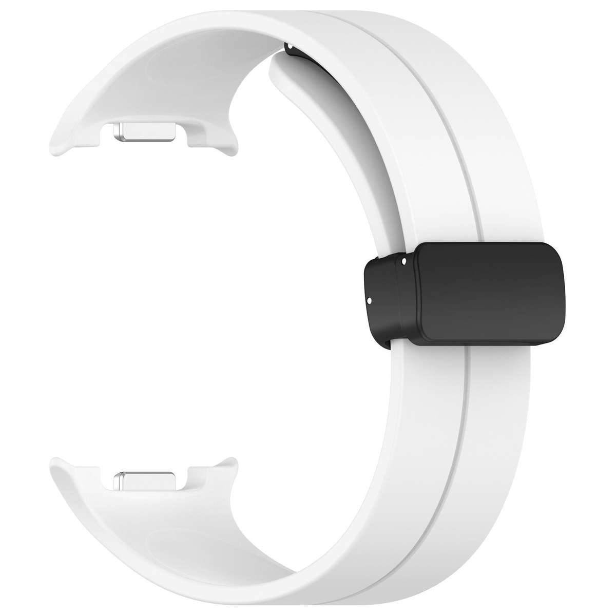 For Samsung Galaxy Watch8 / Watch8 Classic xDfind Fold Black Buckle Magnetic Silicone ... (Silver)