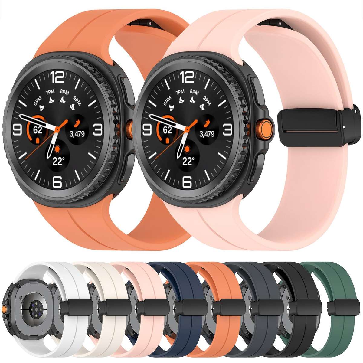 For Samsung Galaxy Watch8 / Watch8 Classic xDfind Fold Black Buckle Magnetic Silic ... (Starlight)