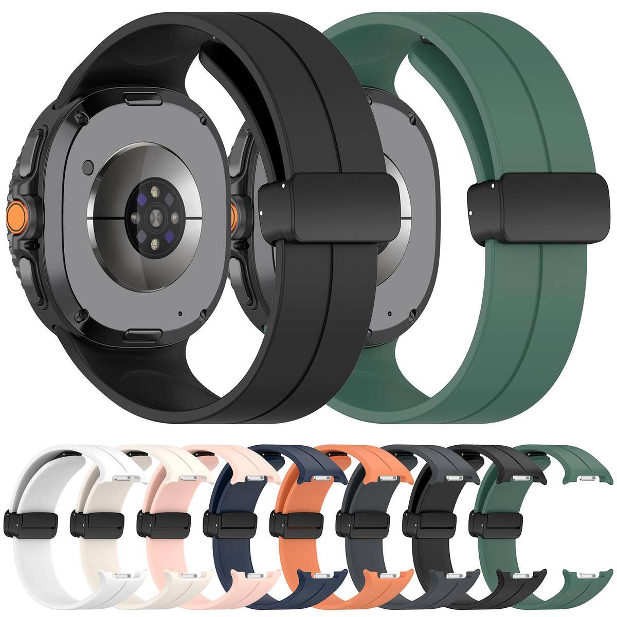 For Samsung Galaxy Watch8 / Watch8 Classic xDfind Fold Black Buckle Magnetic Silic ... (Starlight)