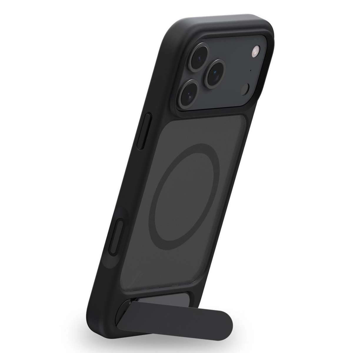 For iPhone 13 Kalebol MagSafe Invisible Tilt Holder PC Hybrid TPU Case(Black)